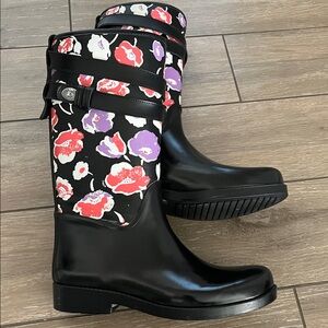 Coach Trisha II Black  Rubber Sole Boots